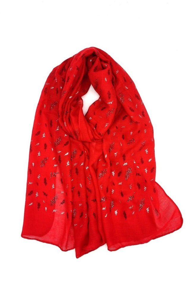 *FOULARD ROUGE PETITES FEUILLES