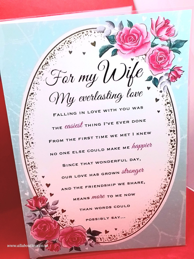 Wife Birthday Card Sentiment Verse Beautiful Design 