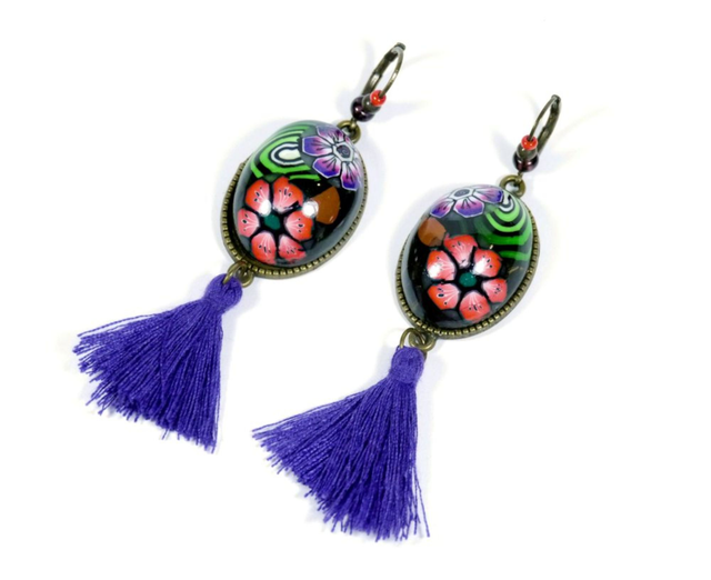 Boucles d'Oreilles "Adélaïde" à pompons