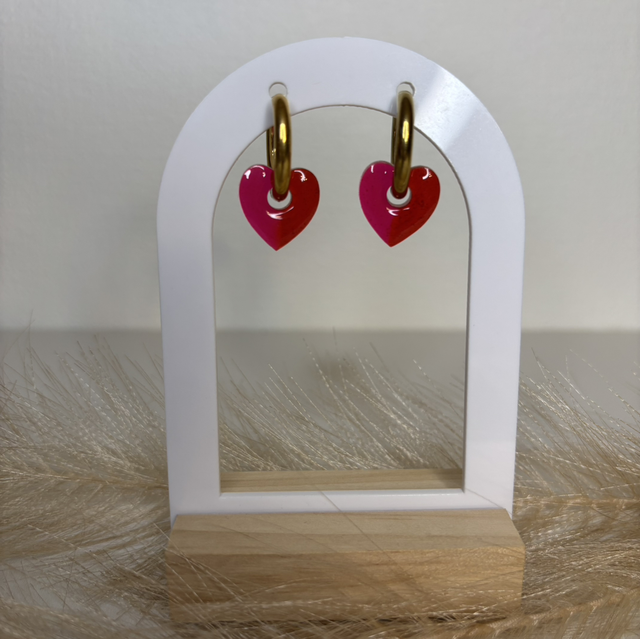 Pampilles cœur rouge/rose