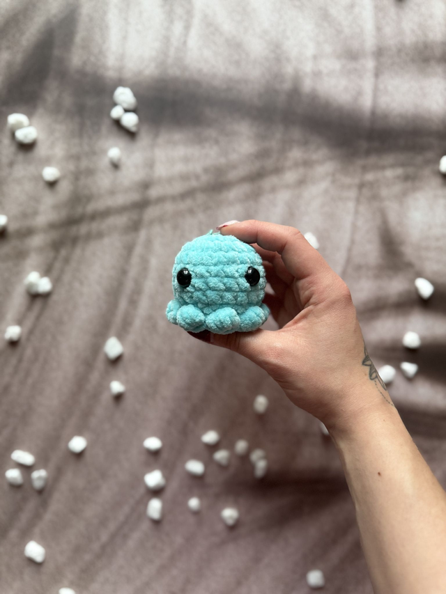 Porte-clés poulpe tout doux turquoise 