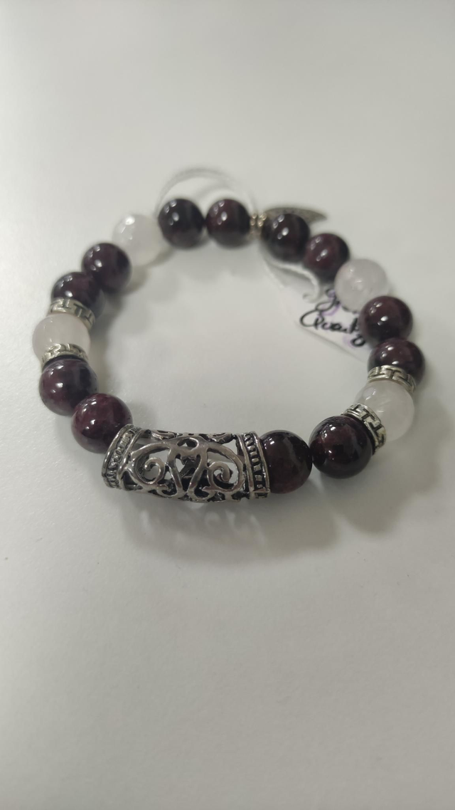 Bracelet grenats et Quartz rose 