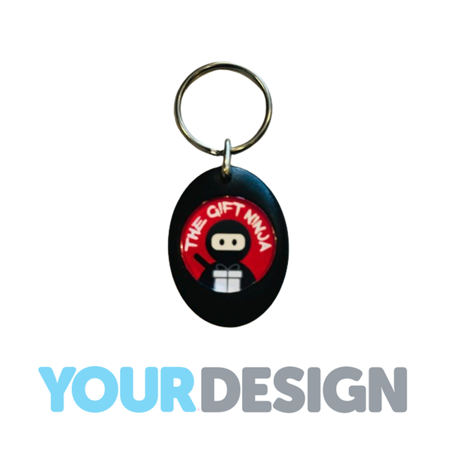 Promotional Keyrings - Round Plastic - Black