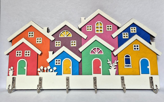 Row of Houses Keyholder (multi coloured)