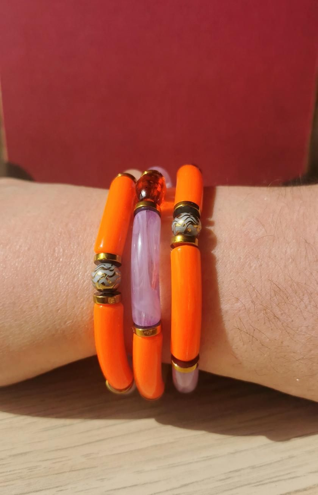 Bracelets orange & violet Taille L