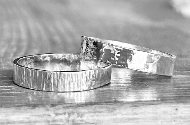 Wide Band Hammered/stamped Rings 