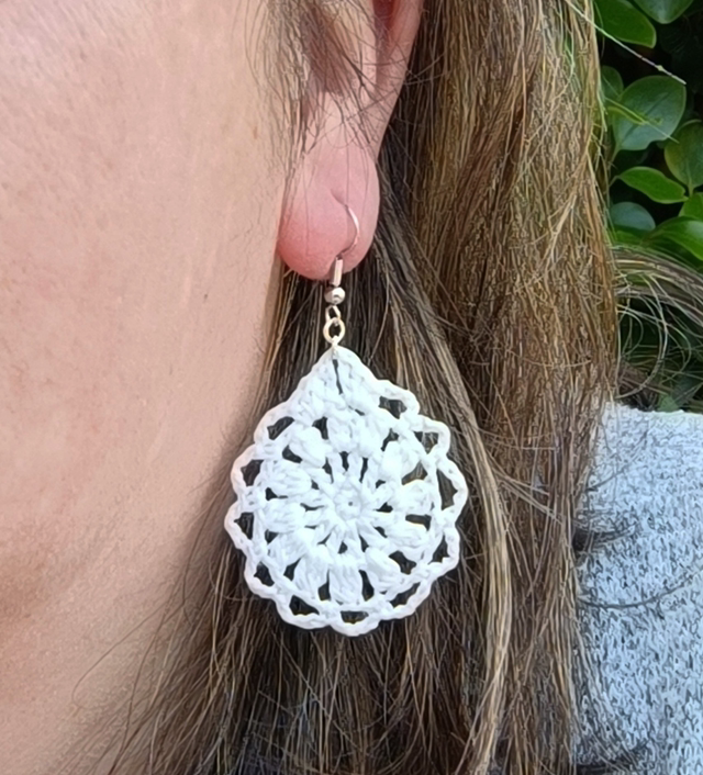 Boucles d’oreilles LUNA en Micro crochet - Blanc