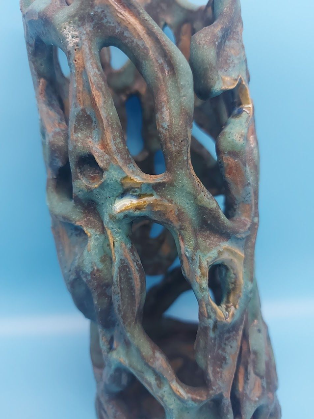 Oxidised Copper Carved Vase