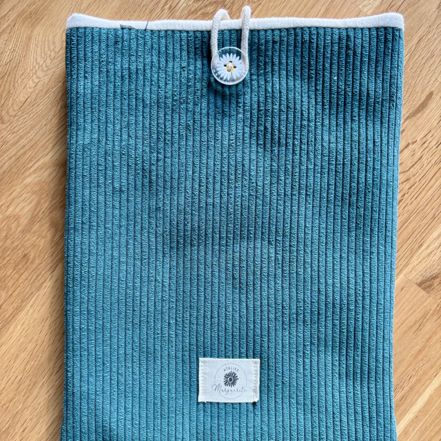 Protège livre broché - Velour vert et cerises 