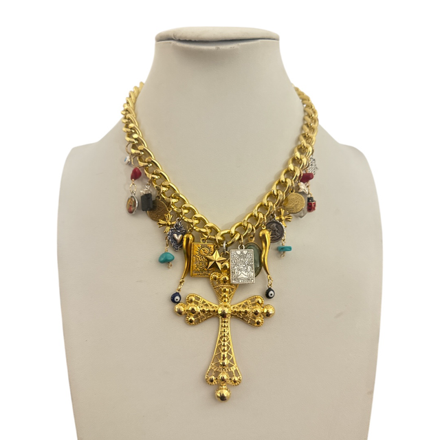 Collana Croce multicharms 25NM-2