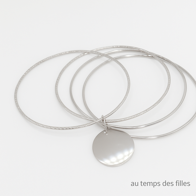 Bracelets fins argenté avec médaillon à graver 