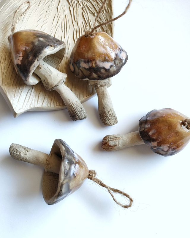 Grzybki ceramiczne na choinkę