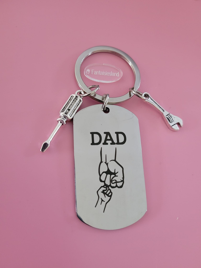 Porte-clés argenté - Dad - Force