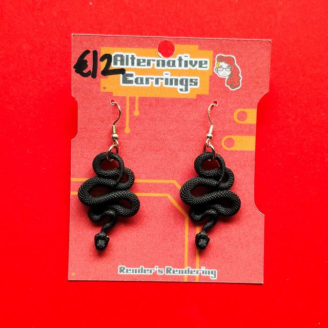 Snake Black - Alernative - Earrings  [EAR-ALT-SN-BLK]