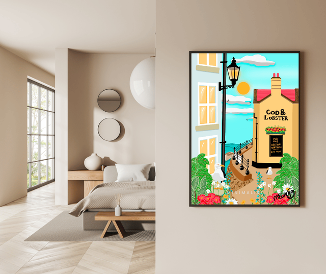 Cod &amp; Lobster Pub, Staithes Art Print by Marie Gregg Illustrator