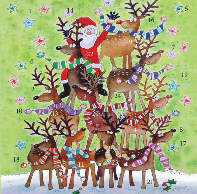 X ADC001 Reindeer Stack Advent Calendar Card 