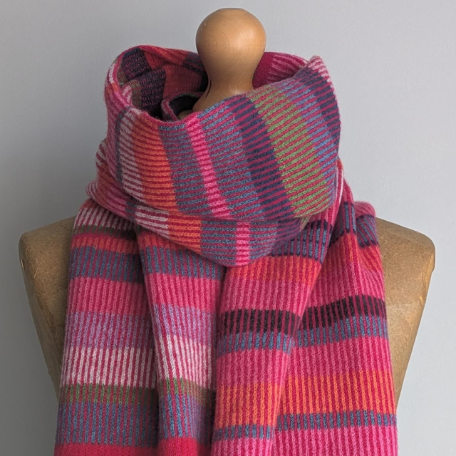 Magenta Striped Scarf