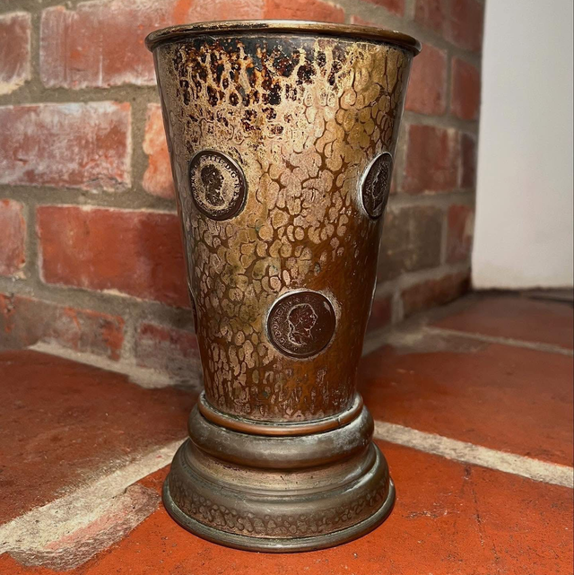 19th Century Georgian Copper Tavern Gaming/ Gambling Beaker With Hidden Dice In The Base