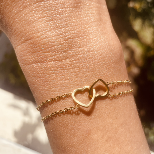 Bracelet TWEE Cœurs Doubles | Ajustable en acier inoxydable