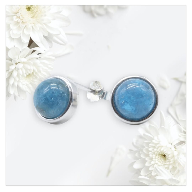 "Apatite" - Boucles d'oreilles argent 925 ronde
