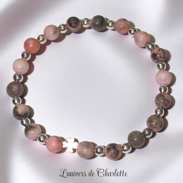 Bracelet "Jaspe rose" - Perle 6 mm - REF65