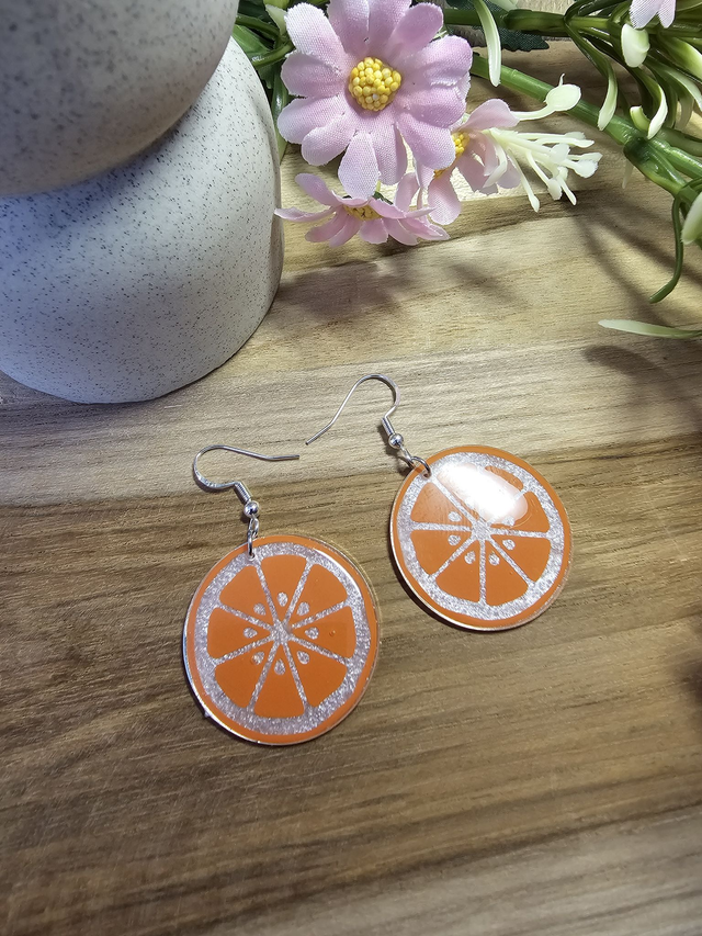 Boucles d&#039;oreilles 30mm Argent &quot;Délices Fruités&quot; ORANGE