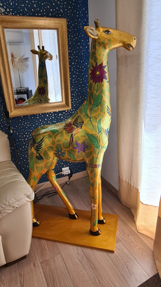 Girafe dorée et aux oiseaux H1m60