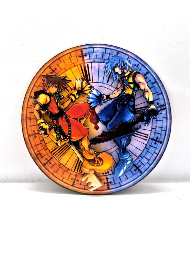 Vitrail 3D sur son support - Kingdom Hearts - Sora et Riku