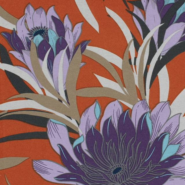 Jersey viscose Fleurs brique