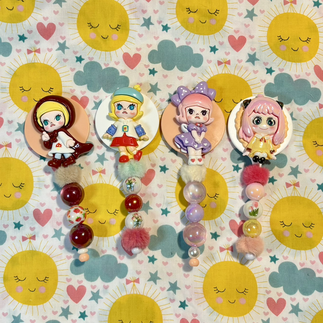 Cute girl character beaded mirror