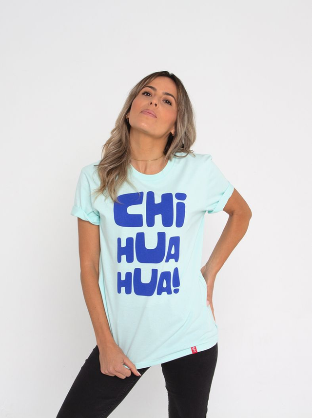 Camiseta azul unisex modelo Chihuahua