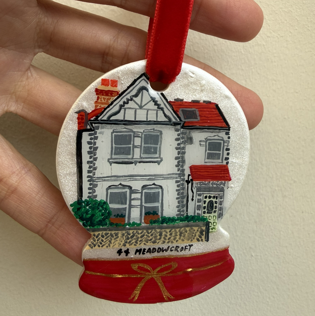 Personalised House Christmas Ornament | Hand-Painted Polymer Clay Keepsake