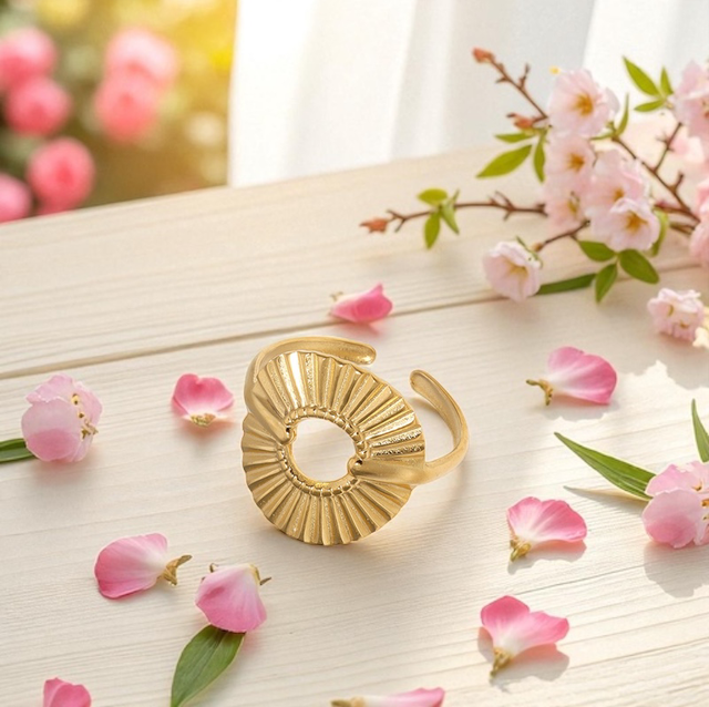 Bague NOYA Doré | Ajustable en acier inoxydable 