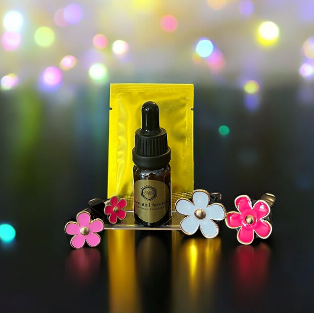 Pink &amp; White Flower Power Car Freshener (Vent Clip)