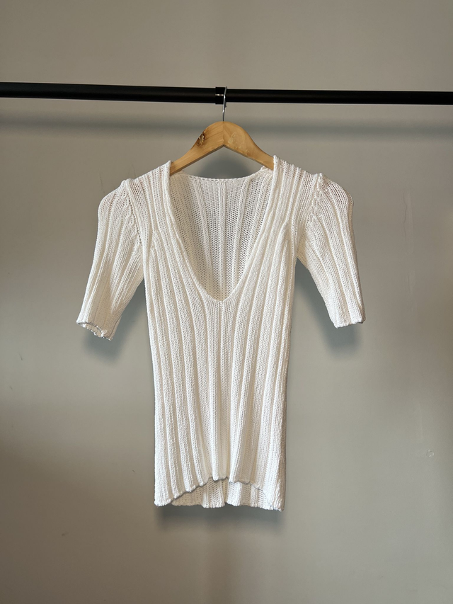 Knitted white tee #0037