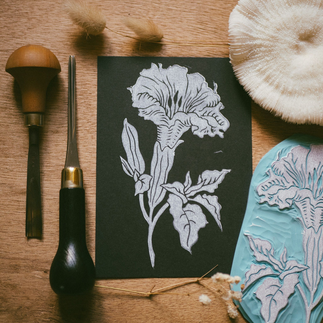 Linogravure - Datura - A6