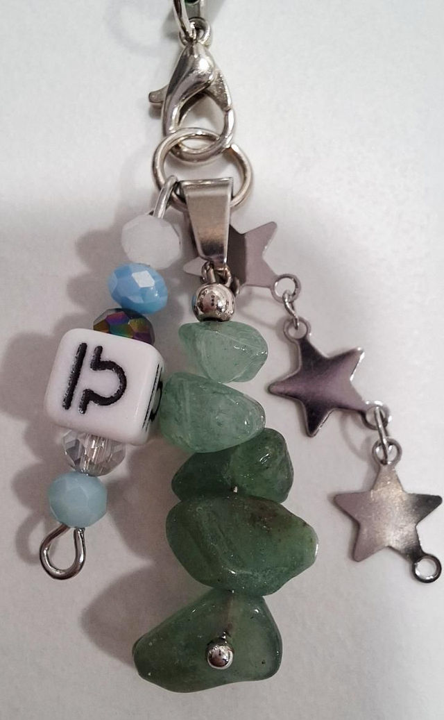 Green Aventurine Libra zodiac beaded phone charm 