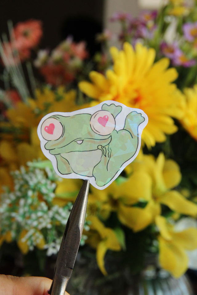 Sticker Grenouille - Frog In love verte 