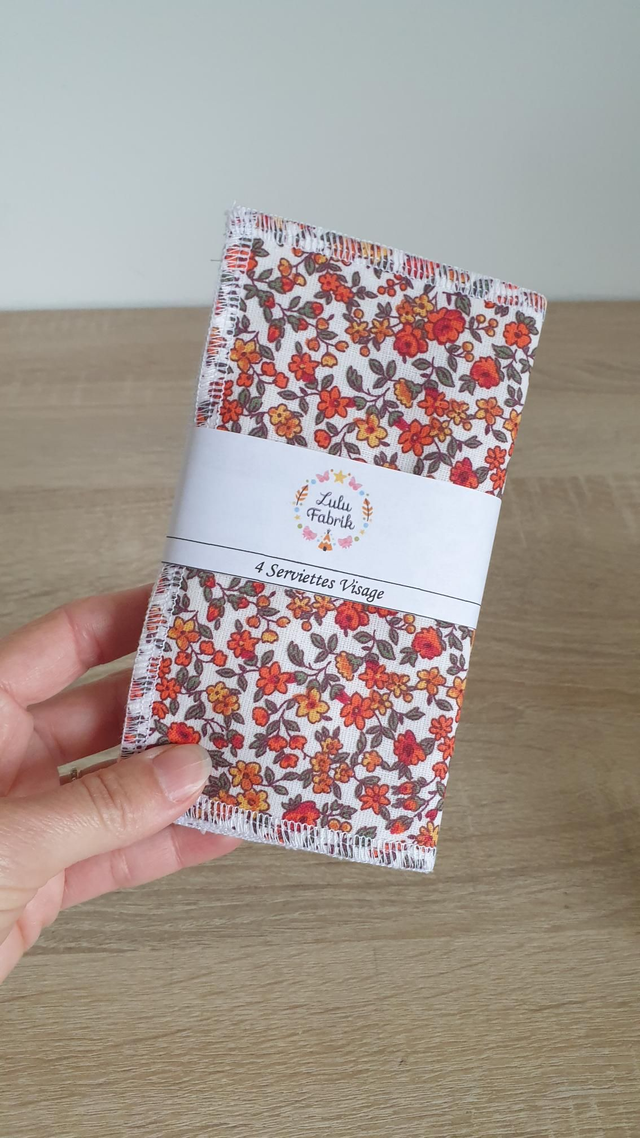 Lot de 4 serviettes visage FLEURI AUTOMNE 