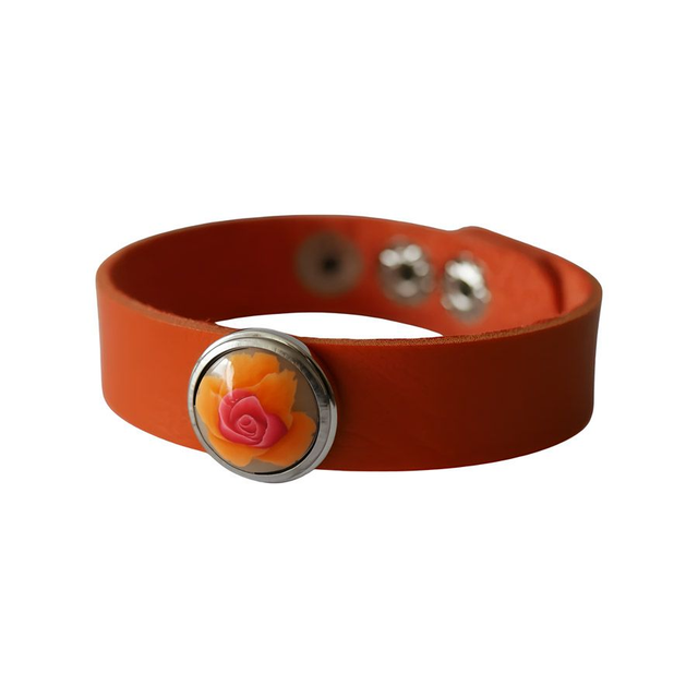 Bracelet femme homme cuir orange rose orange