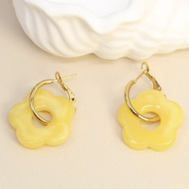 Boucles d’oreilles fleurs jaune 