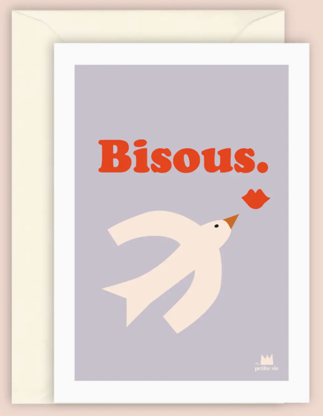 Carte "Love" : Bisous - envolée d'amour (avec enveloppe)
