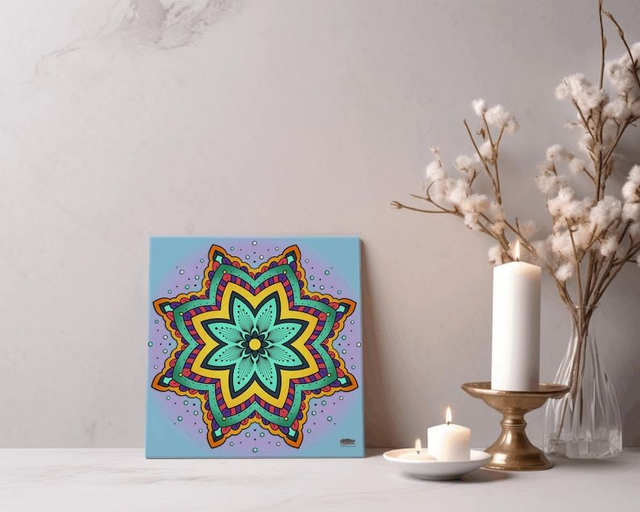 Mandala Floral Coloré – L’Art Zen qui Éveille Lumière et Harmonie Intérieure - Art mural coloré