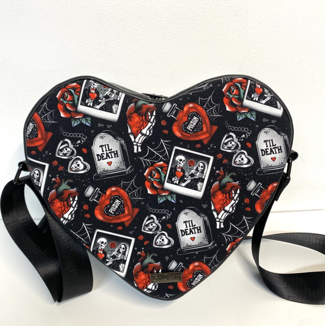 Til Death Heart shaped crossbody Bag