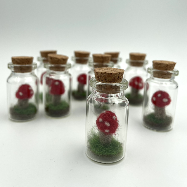 Micro Felted Toadstool in a Bottle
