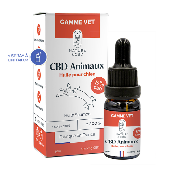 Huile CBD animaux chien 15%