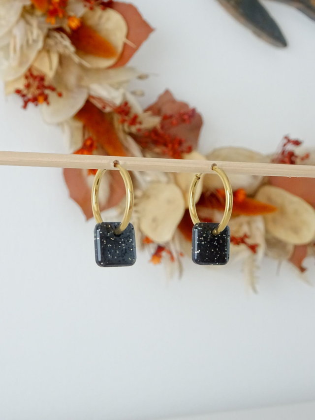 Mini Carré : Noir paillettes