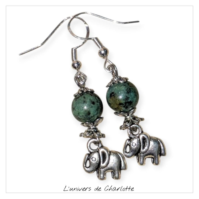 Boucles d&#039;oreilles &quot;Turquoise africaine&quot; BO-151