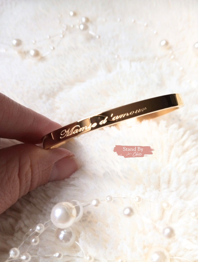 Bracelet en acier inoxydable - Message "Mamie d'amour"