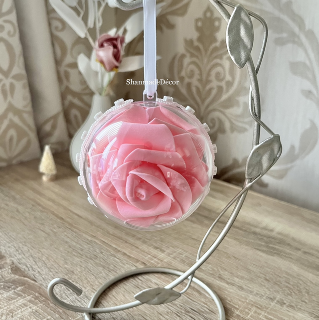 Pink Rose Bauble Ornament Keepsake 
